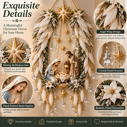 🔥Last Day 90% OFF🔥👼 Heavenly Angel Wings Nativity Light✨ – Lighted Christmas Wall Decor  ✈️