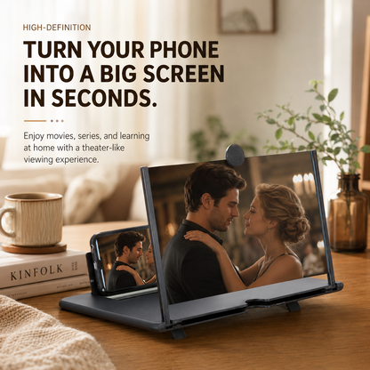 👁️ 3D HD Phone Screen Enlarger – Foldable Eye-Protection Magnifier Stand for Videos & Gaming 📱✨