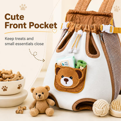 🎉Cute Bear Design Front Pet Carrier Backpack, Breathable Adjustable Hands-Free Travel Chest Bag for pets