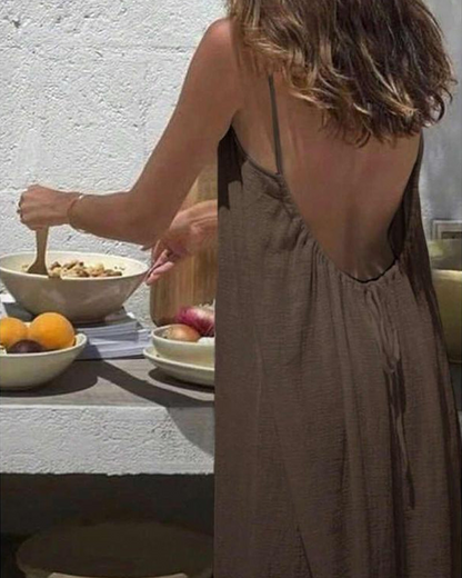 💃LAST DAY SAEL 40% OFF!!✨Women's Solid Color Cami Lounge Dress💕