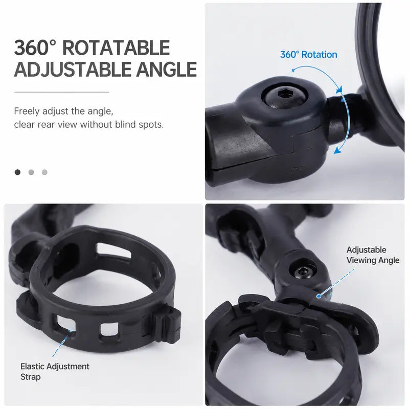 Multi-Angle Adjustable Bicycle Handlebar Convex Rearview Mirror（2Pcs）