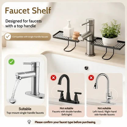 Carbon Steel Bathroom Organizer, 19.7 x 4.3 in No-Drill Vanity Counter Storage Rack, Minimalist Moisture-Proof Anti-Mold Bathroom Shelf for Skincare