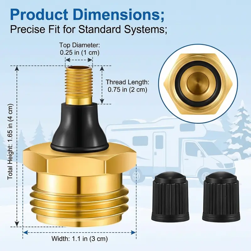 2-Pcs Brass RV Blow Out Plugs with Drain Valve❄️