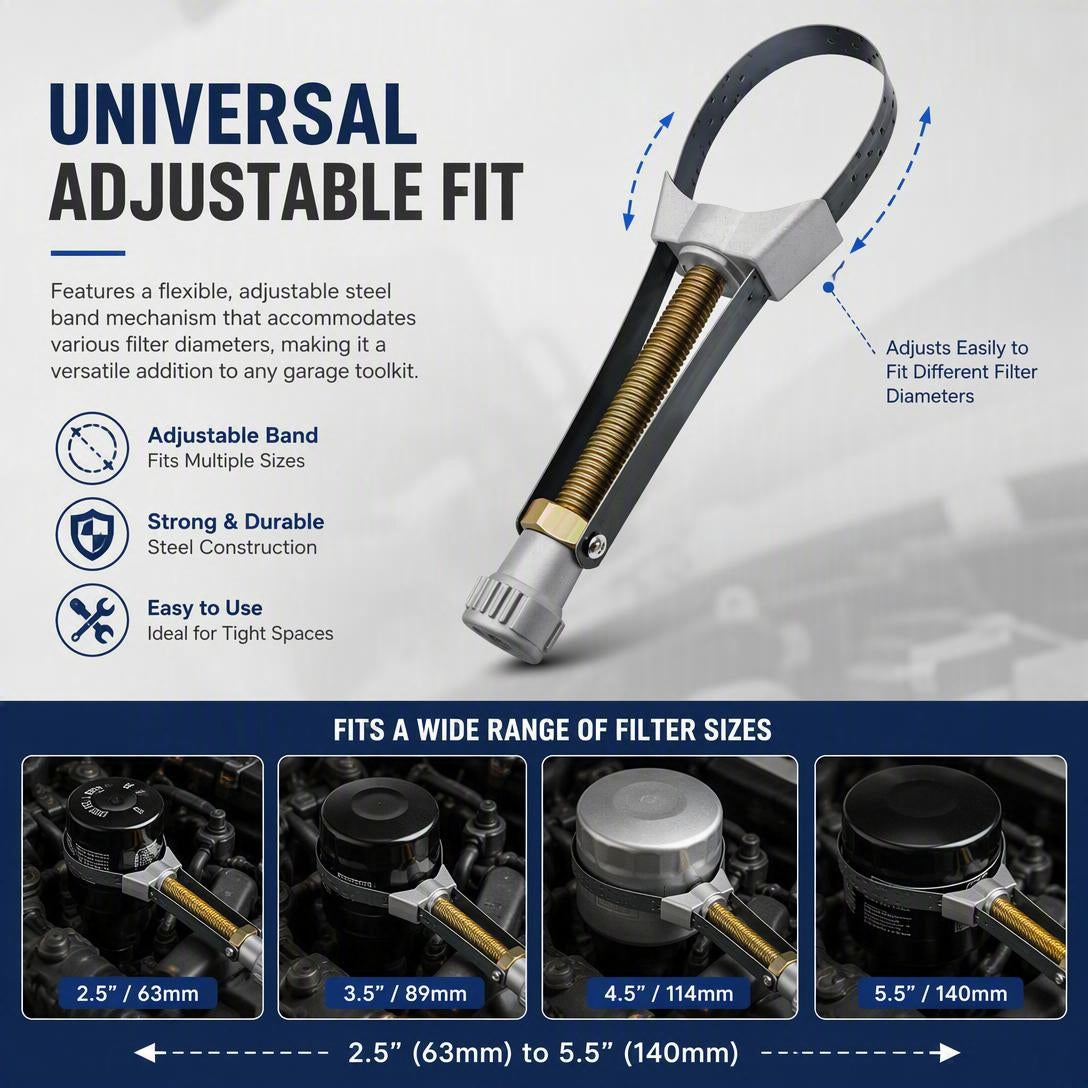 🛠️NEW Auto Car Diameter Adjustable Oil Filter Removal Strap Wrench Tool
