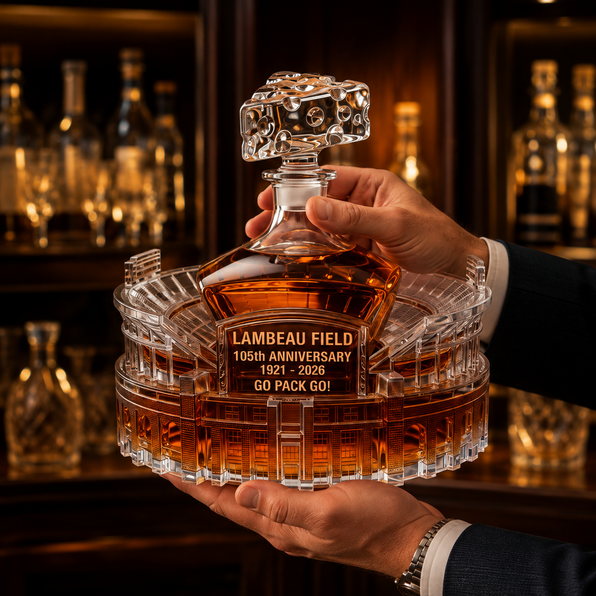 Go Pack Go! 105th Anniversary Lambeau Field Edition Whiskey Bottle