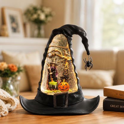 🧙Witches Hat Lighted Water Lantern With Swirling Glitter