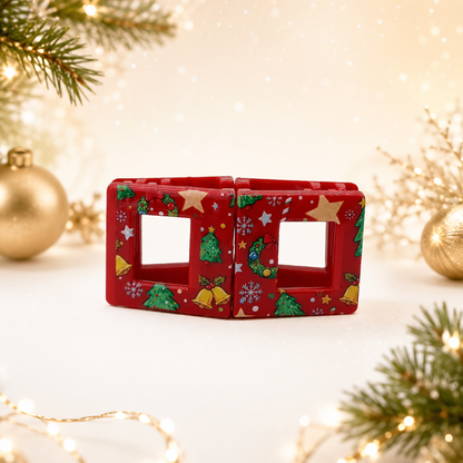 Holiday Magnetic Split Hair Clip - Festive Square Cutout Christmas & Halloween Non-Slip Hair Claw
