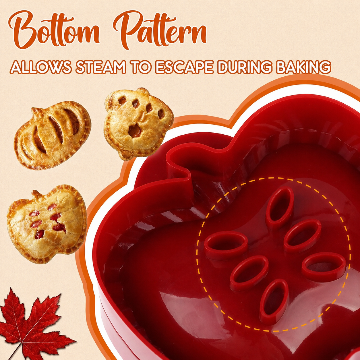 🍎 Fall Hand Pie Molds Set of 3 – Autumn Pumpkin, Apple & Acorn Dough Pressing Stamp Moulds for Thanksgiving & Christmas Baking ✨