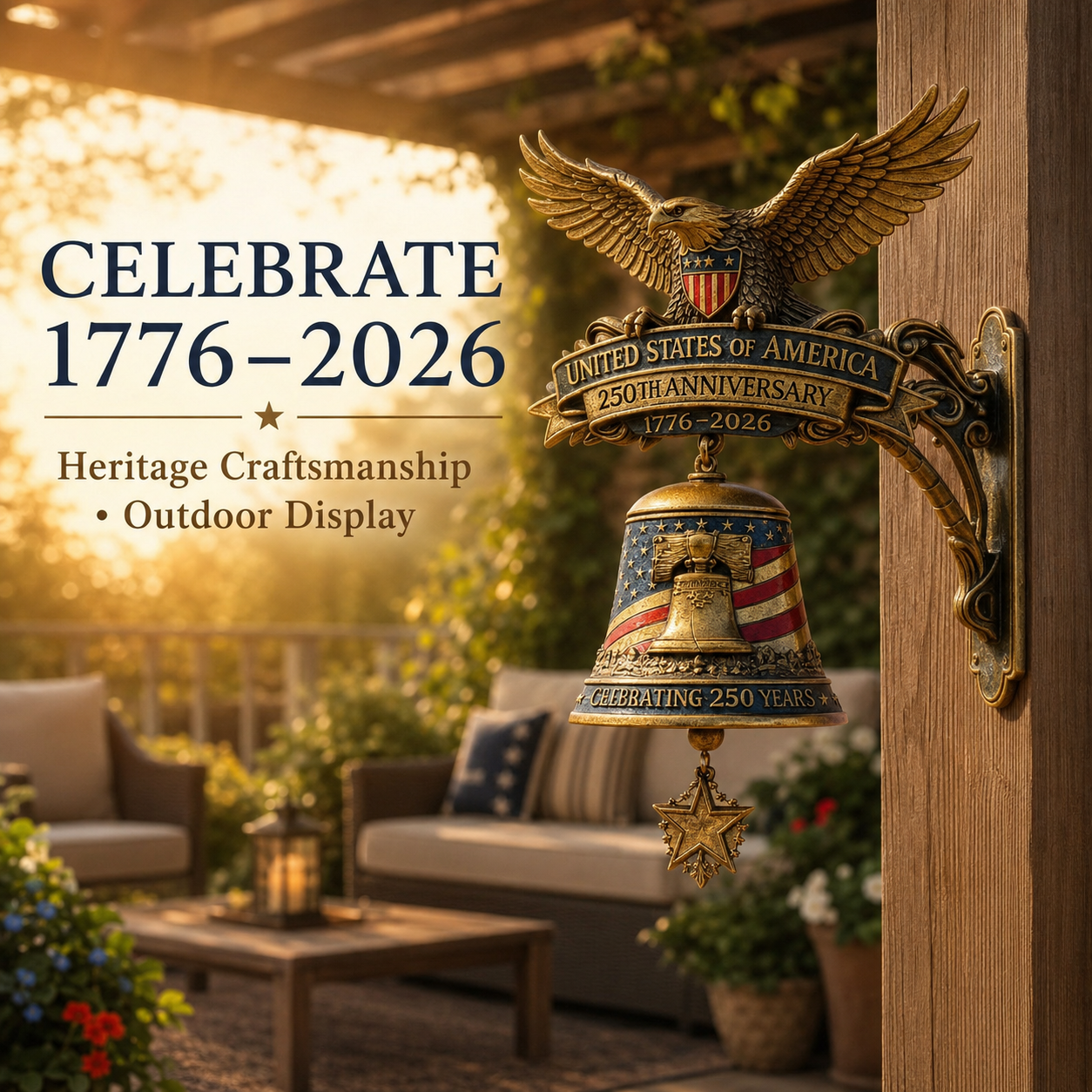 🦅USA 250th Anniversary Patriotic Eagle Wall Bell