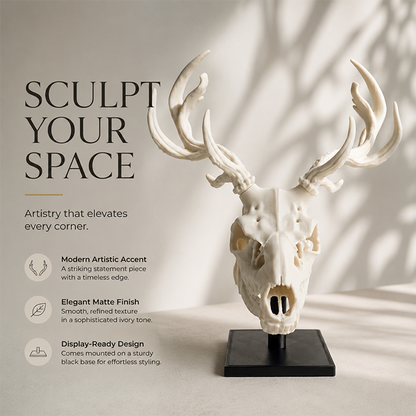🫎Handcrafted Double Deer Skull Specimen Set - Gothic Wendigo & Elk Desktop Sculpture