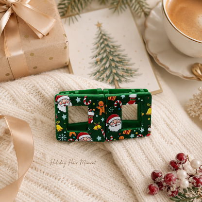 Holiday Magnetic Split Hair Clip - Festive Square Cutout Christmas & Halloween Non-Slip Hair Claw