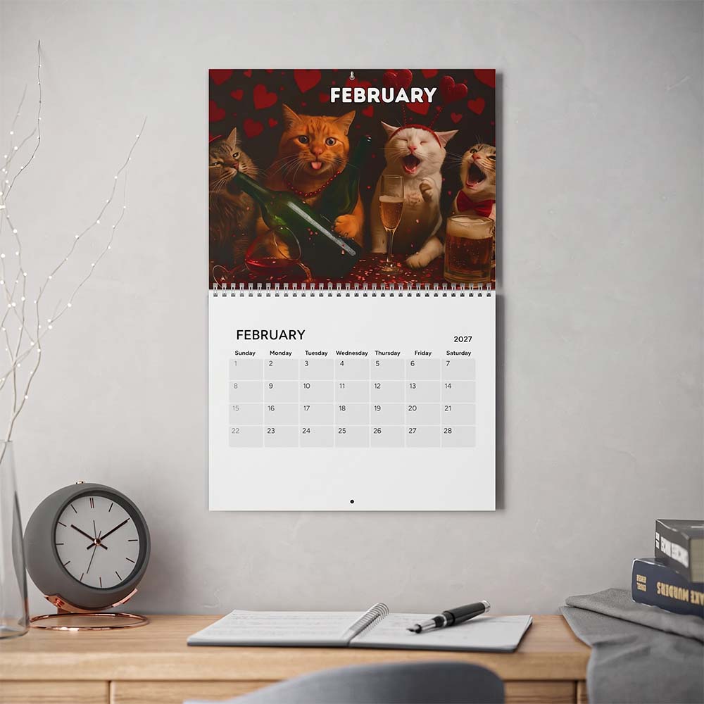🍺🐱 Drunk Cats 2027 Wall Calendar – 12 Months of Unfiltered Feline Chaos & Pure Laughs 😂