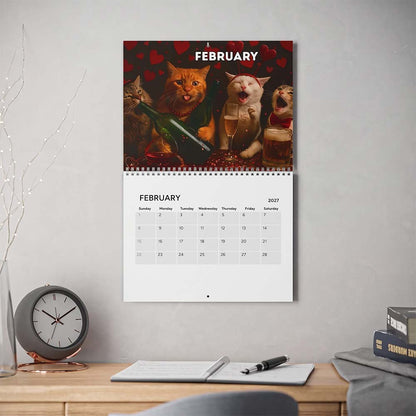 🍺🐱 Drunk Cats 2027 Wall Calendar – 12 Months of Unfiltered Feline Chaos & Pure Laughs 😂