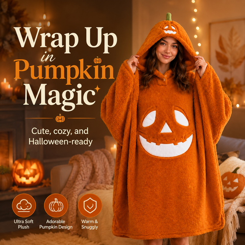🎃Spooky Cozy Halloween Pumpkin Hooded Plush Robe