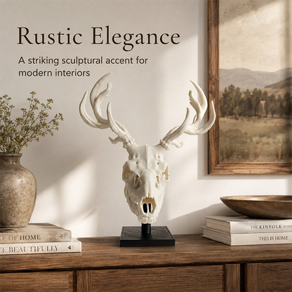 🫎Handcrafted Double Deer Skull Specimen Set - Gothic Wendigo & Elk Desktop Sculpture