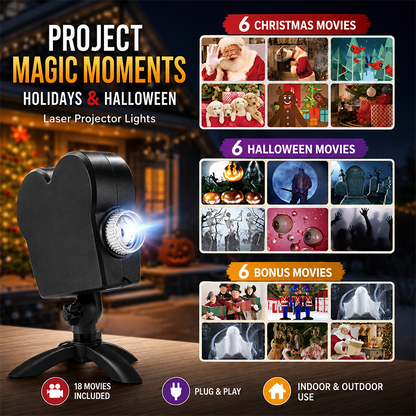 🎄 Christmas & Halloween Window Projector Light – 2-in-1 Projection Lamp with Tripod Stand 🎃