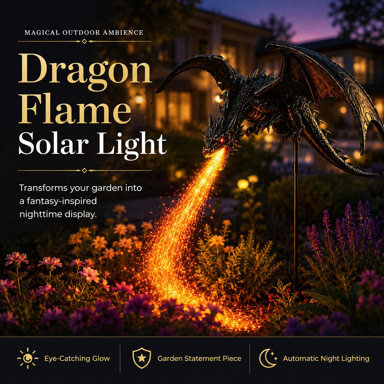 Solar dragon garden light outdoor placement ideas