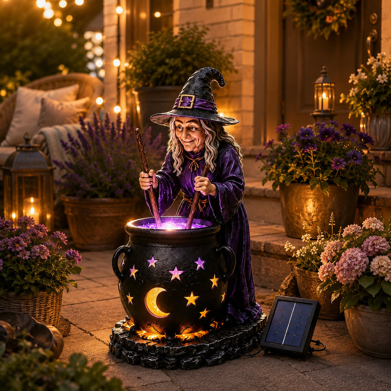 🎃 Solar Halloween Witch Cauldron Light – Glowing Spooky Yard & Porch Decor