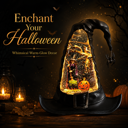 🌟Lighted Swirling Witch Hat Water Globe (9.5-Inch Halloween Decor)