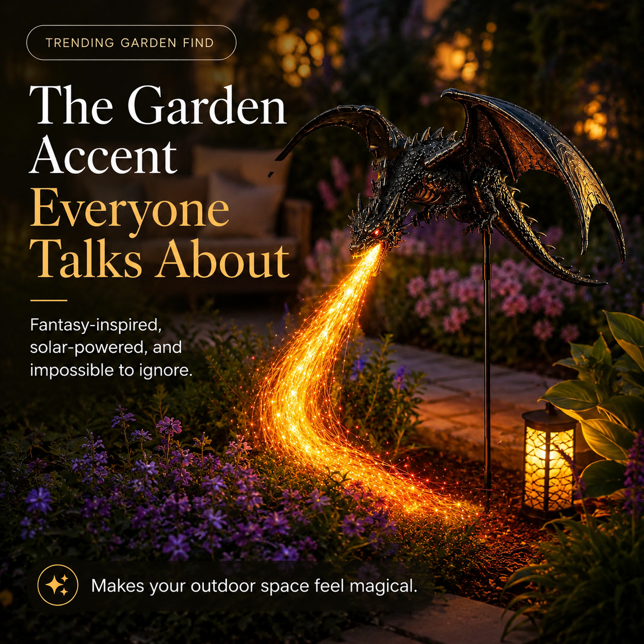 Solar dragon fire garden light details