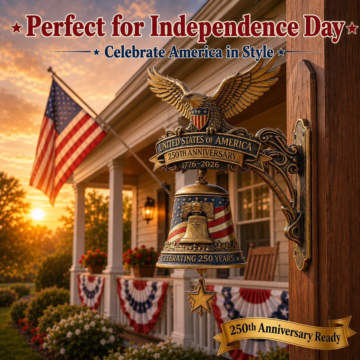 🦅USA 250th Anniversary Patriotic Eagle Wall Bell