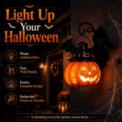🎃Halloween Early Bird Special Sale 50% OFF🎃 Bat Hat Pumpkin Wall Lamp 🦇