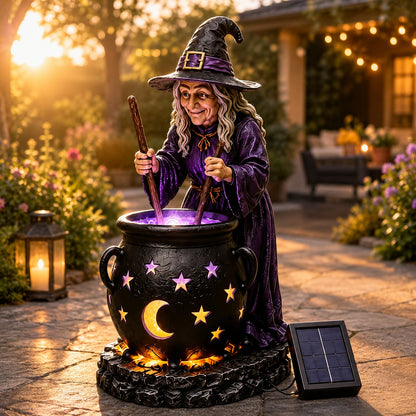 🎃 Solar Halloween Witch Cauldron Light – Glowing Spooky Yard & Porch Decor