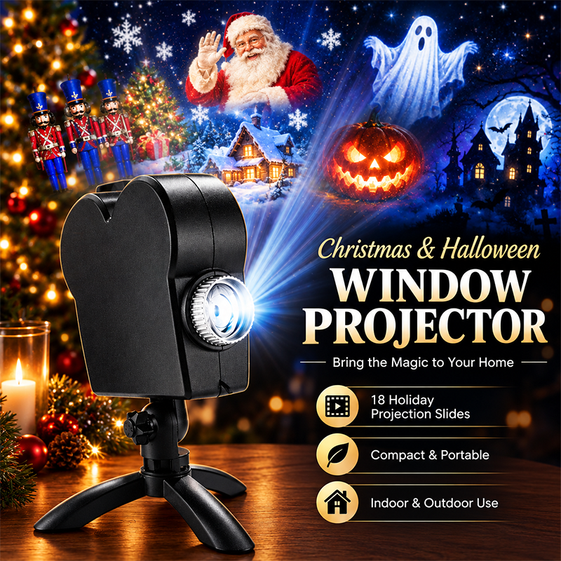 🎄 Christmas & Halloween Window Projector Light – 2-in-1 Projection Lamp with Tripod Stand 🎃