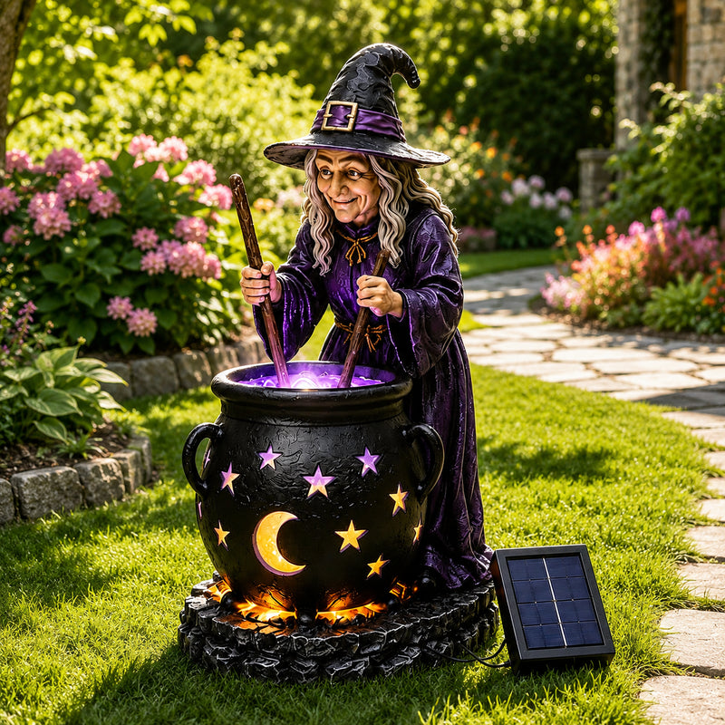 🎃 Solar Halloween Witch Cauldron Light – Glowing Spooky Yard & Porch Decor