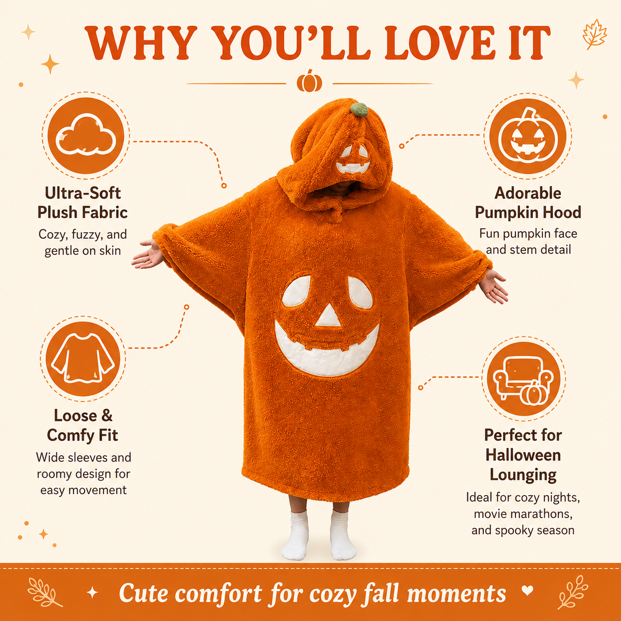 🎃Spooky Cozy Halloween Pumpkin Hooded Plush Robe