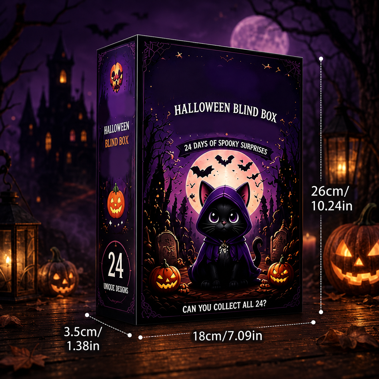 🎃 24-Day Halloween Cat Advent Calendar — Spooky 2D Acrylic Figurine Countdown Box 🐾