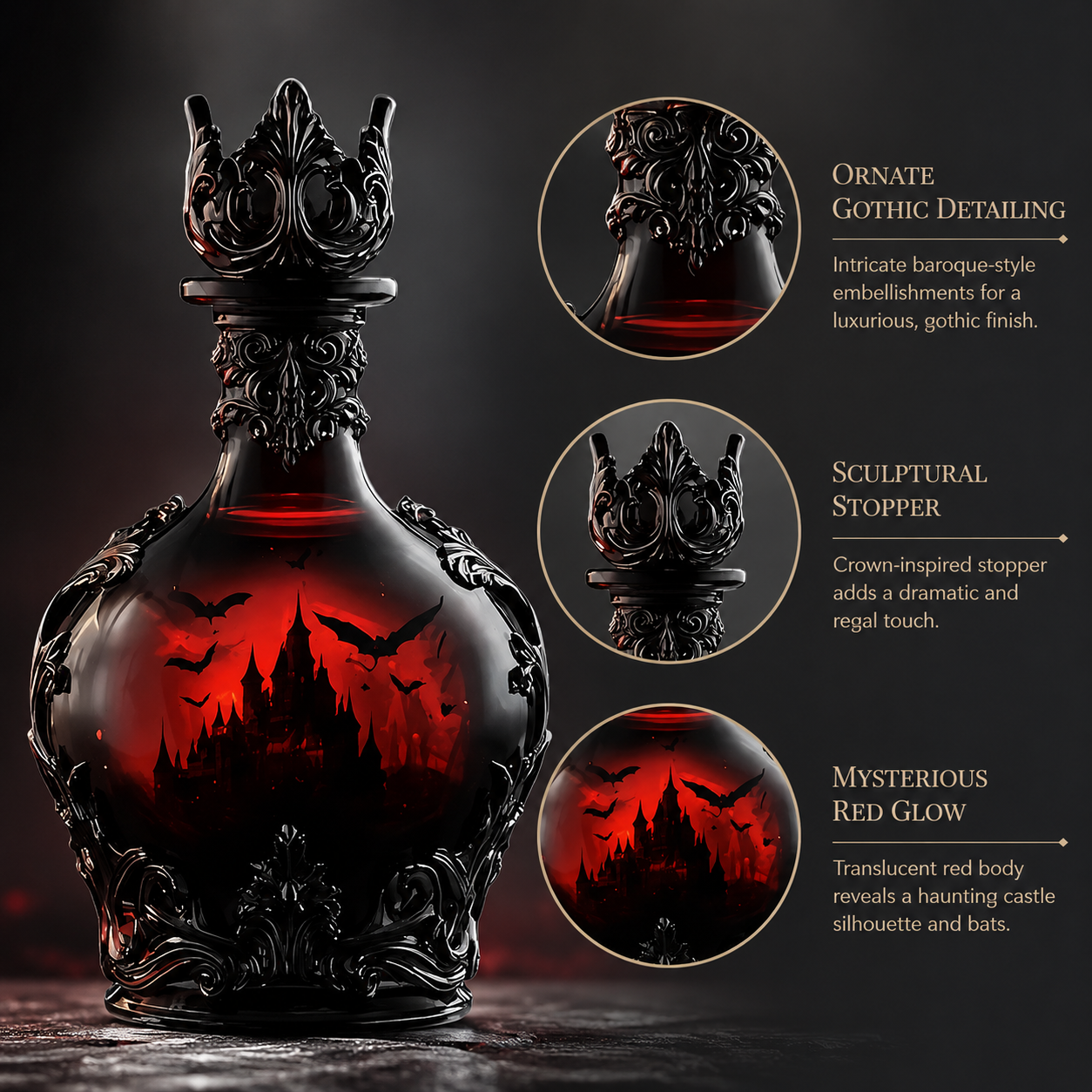 🧛 Gothic Vampire Elixir Whiskey Decanter | Magic Potion Style Liquor Bottle 🍷