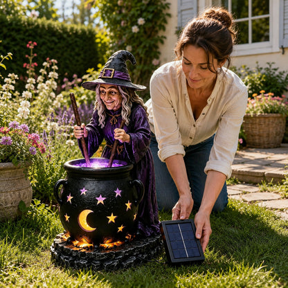 🎃 Solar Halloween Witch Cauldron Light – Glowing Spooky Yard & Porch Decor