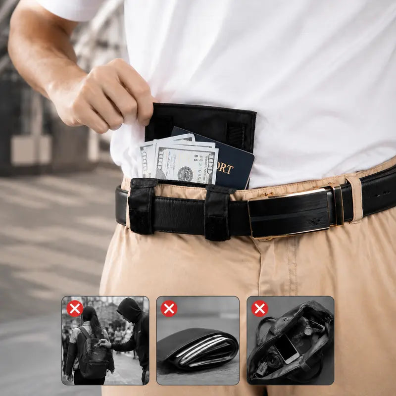 ✈️ Hidden Anti-Theft Passport Pouch – Slim Travel Security Belt Wallet for Cash, Cards & Documents