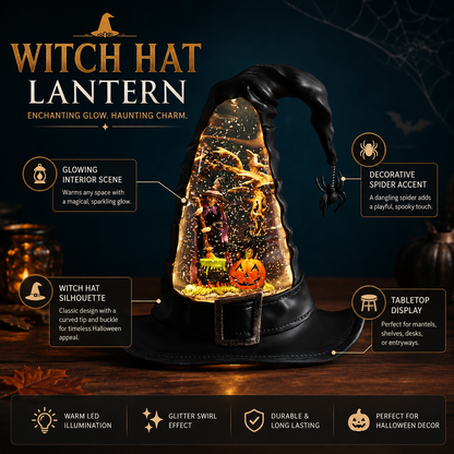 🧙Witches Hat Lighted Water Lantern With Swirling Glitter