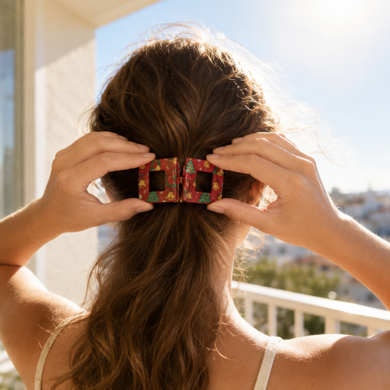 Holiday Magnetic Split Hair Clip - Festive Square Cutout Christmas & Halloween Non-Slip Hair Claw