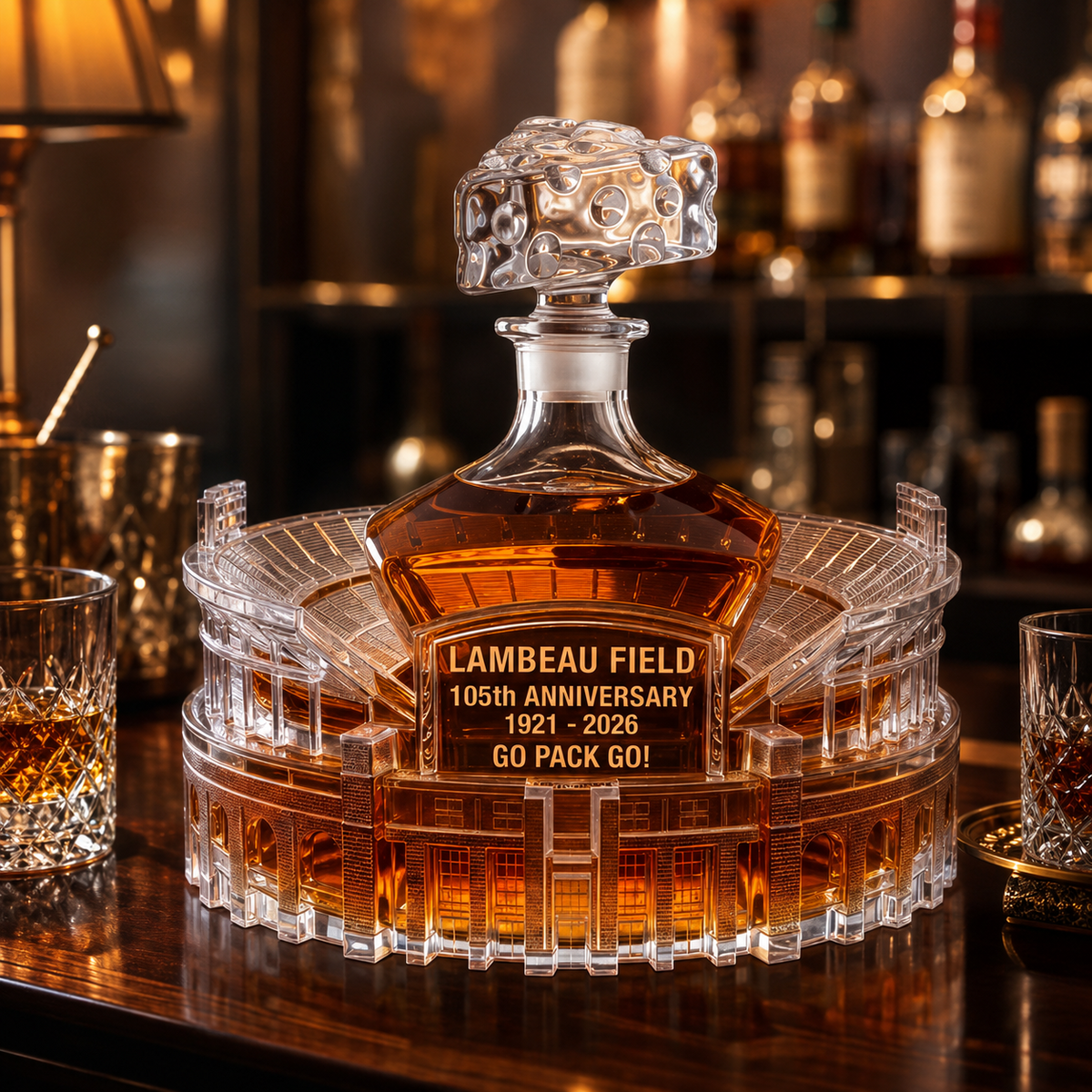 Go Pack Go! 105th Anniversary Lambeau Field Edition Whiskey Bottle