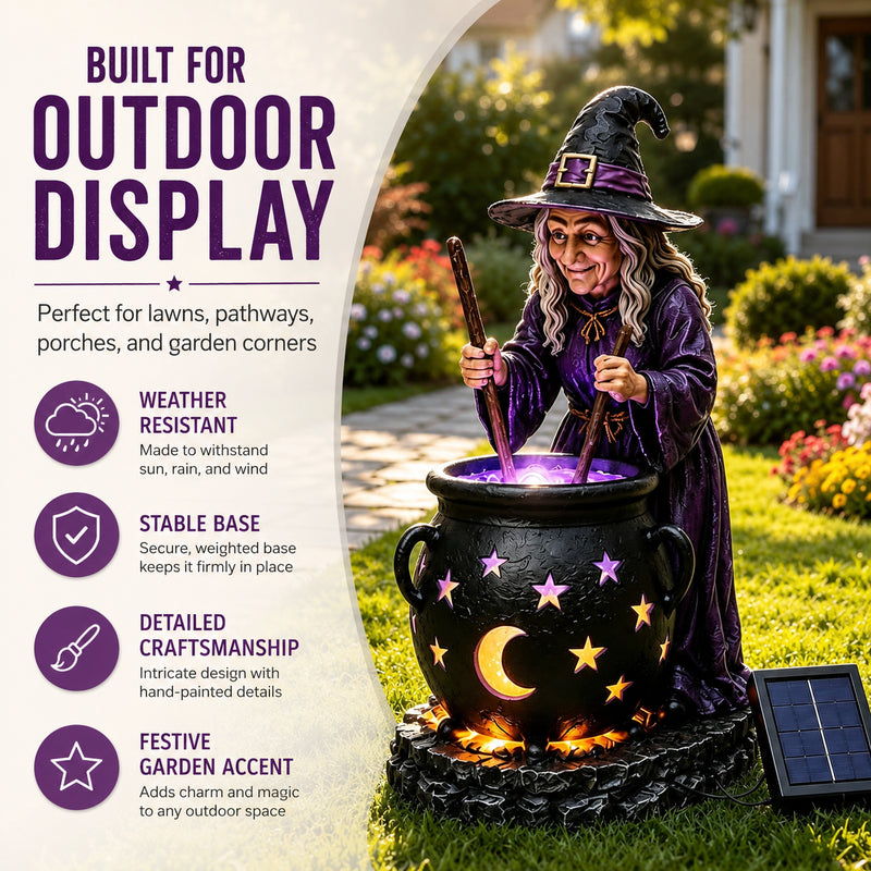 🎃 Solar Halloween Witch Cauldron Light – Glowing Spooky Yard & Porch Decor