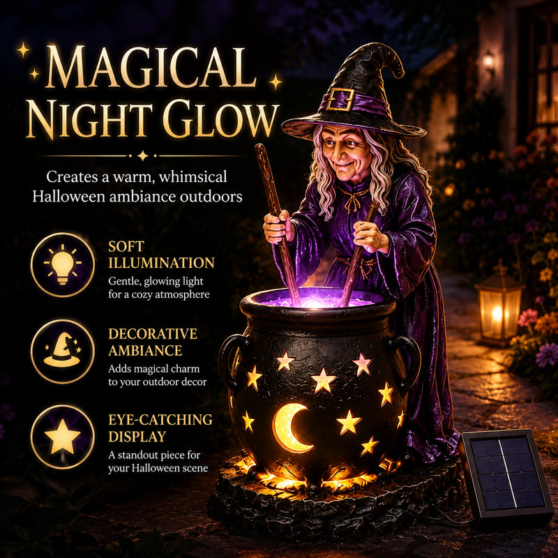 🎃 Solar Halloween Witch Cauldron Light – Glowing Spooky Yard & Porch Decor
