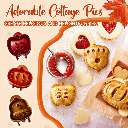 🍎 Fall Hand Pie Molds Set of 3 – Autumn Pumpkin, Apple & Acorn Dough Pressing Stamp Moulds for Thanksgiving & Christmas Baking ✨