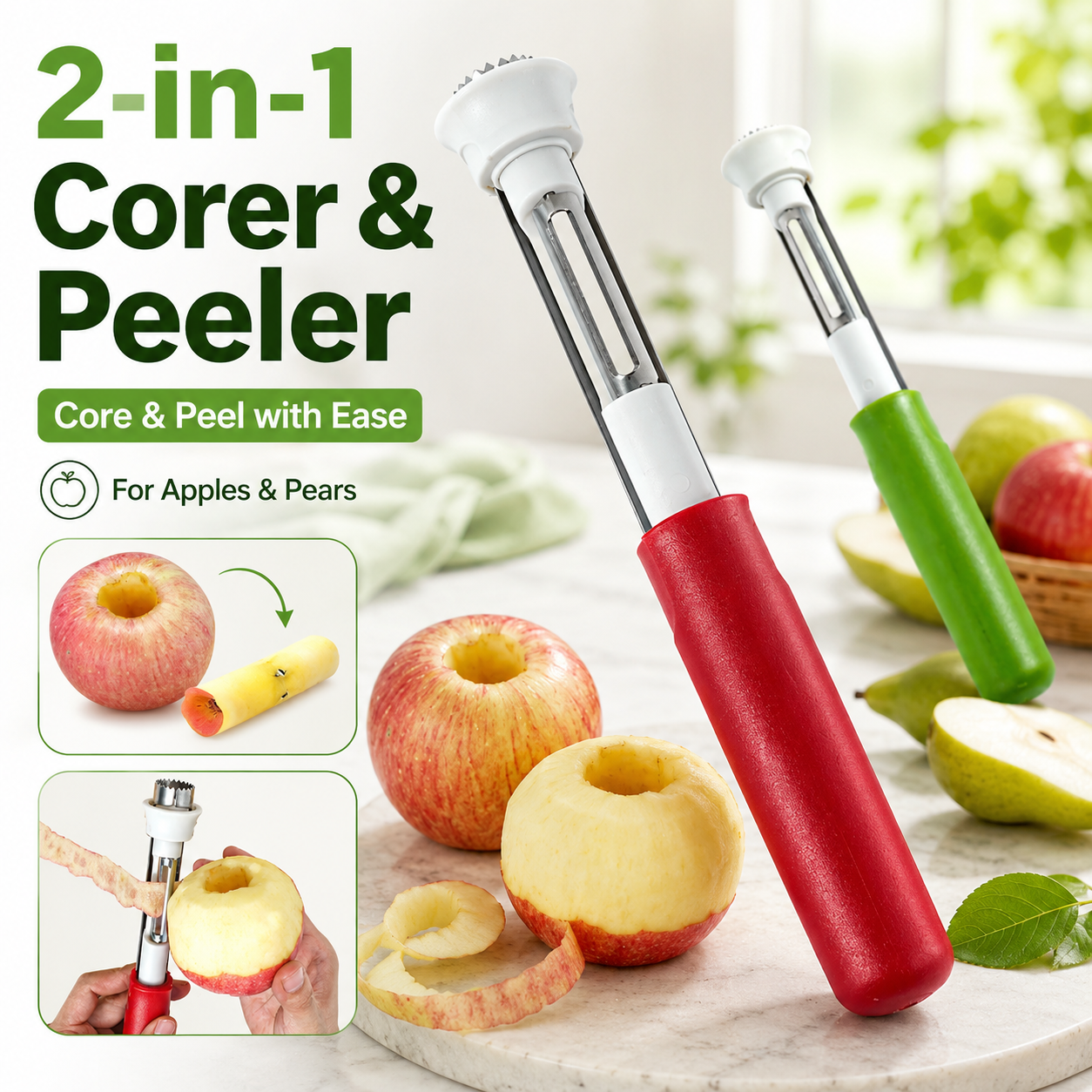 🍎 2-in-1 Retractable Fruit Corer & Peeler