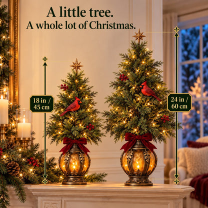 🐦🎄 Cardinal Glow Trees™ | Lighted Christmas Lantern Decor