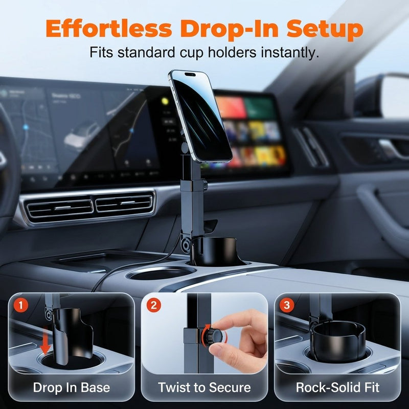 🔥 48% OFF | 360° Magnetic Car Cup Holder Phone Mount – Strong N52 Magnet & Safe Driving 🚗✨