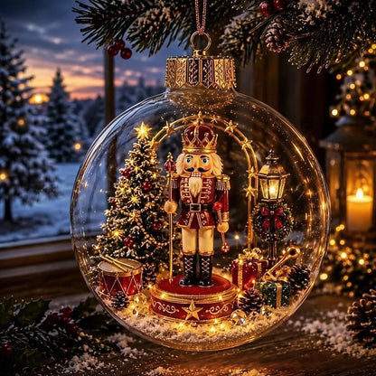 🔥HOT SALE🔥🎄Glowing Christmas Diorama Ornament with Soft Warm Light - Crystal-Clear Acrylic 3D Miniature Bauble with Hanging Cord - 8 Unique Festive Scenes (Santa, Nutcracker, Gingerbread House) for Tree & Mantel Decor Gift