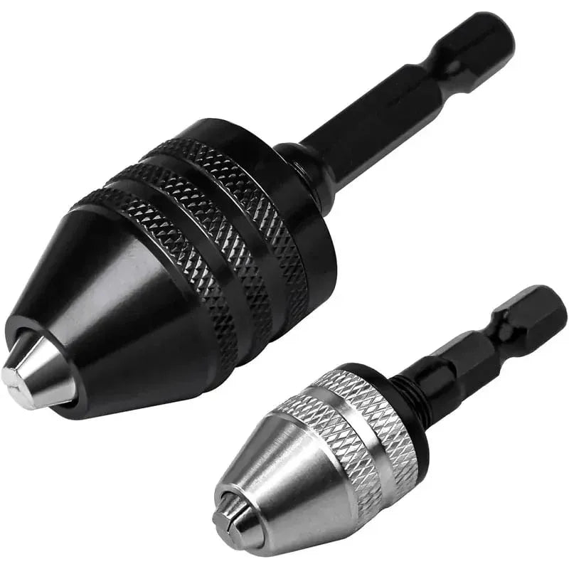 🔧2-Piece Keyless Drill Chuck Adapter Set – 1/4′′ Hex Quick Change (0.3-8mm) for Impact Drivers & Power Tools