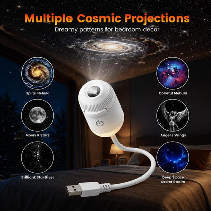 USB Star Projector Lamp, Galaxy Projection & Bedside Night Light🌌