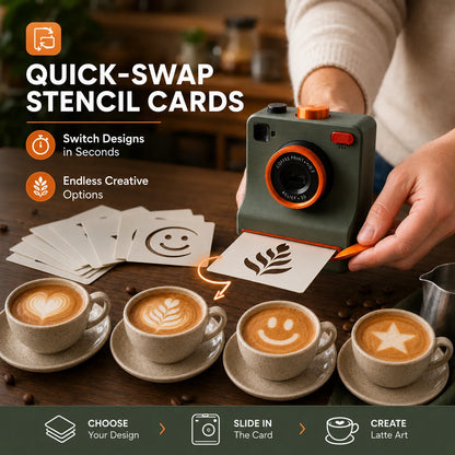 3D Printed Latte Art Camera | One-Touch Coffee Stencil Printer Kit