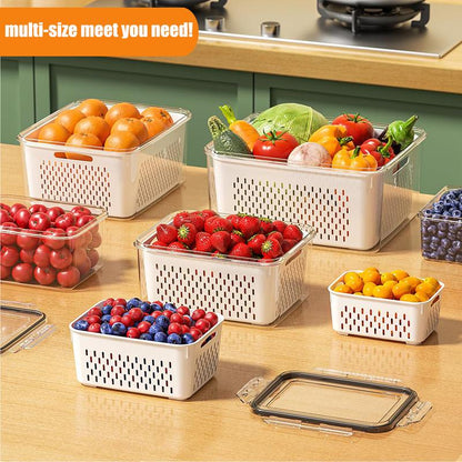 🍓3PCS Contenedores Herméticos para Alimentos con Colador Removible💧