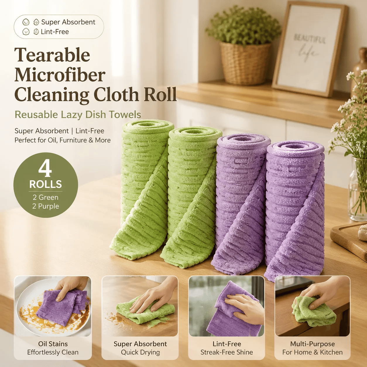 🏆75K+ SOLD! 🧽 20PCS Tearable Antibacterial Cleaning Cloths