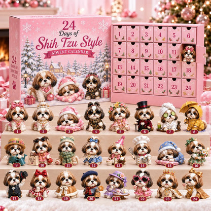 🎄LAST DAY 49% OFF -🎀24 Days of Shih Tzu Style 2D Advent Calendar –  24 Unique 2D Shih Tzu Collectibles ✨🐾